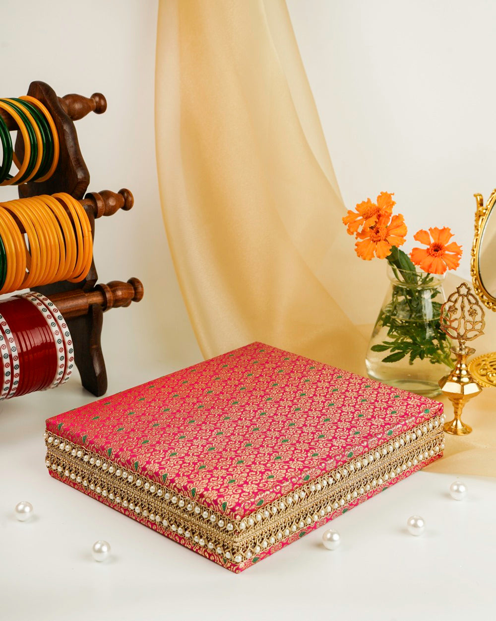 Raani Pink Meenakari Shagun Necklace Box