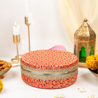 Sindoori Brocade Ladoo Box Small - Image 1