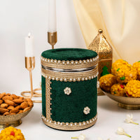 Baagh Velvet Ladoo Box Small (Long Shape) - Image 2