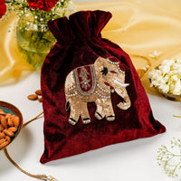 Saaj Velvet Elephant Potli - Image 1
