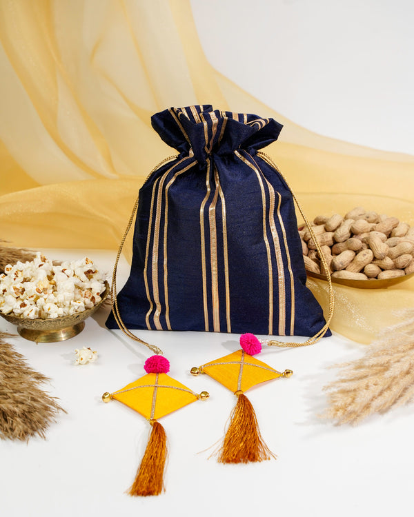 Navy Blue Gota Potli with Kites image 1