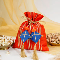 Silk Gota Work Potli with Kites (Set of 4 multi-colour) - Image 5