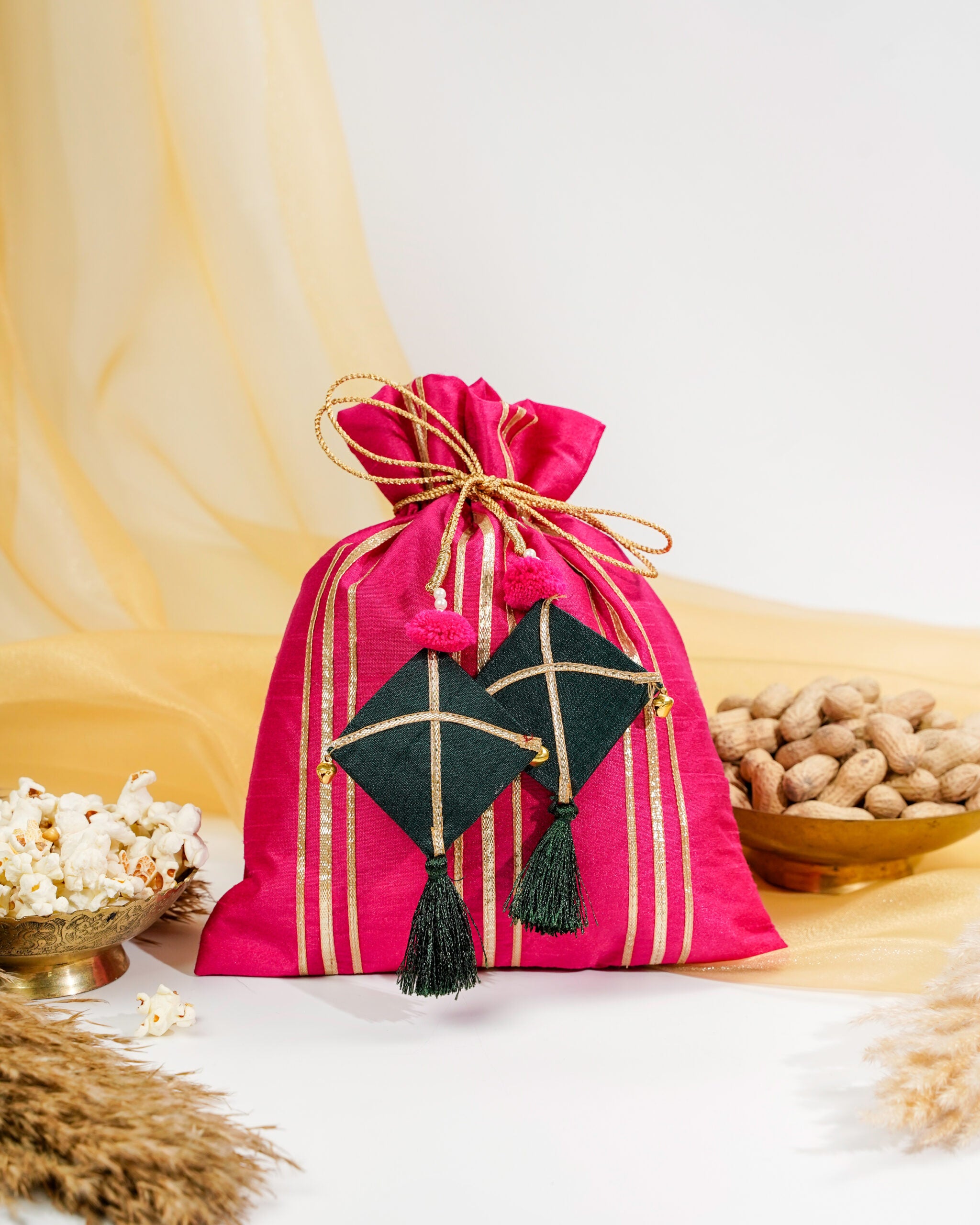 Rani Pink Gota Potli with Kites image 0