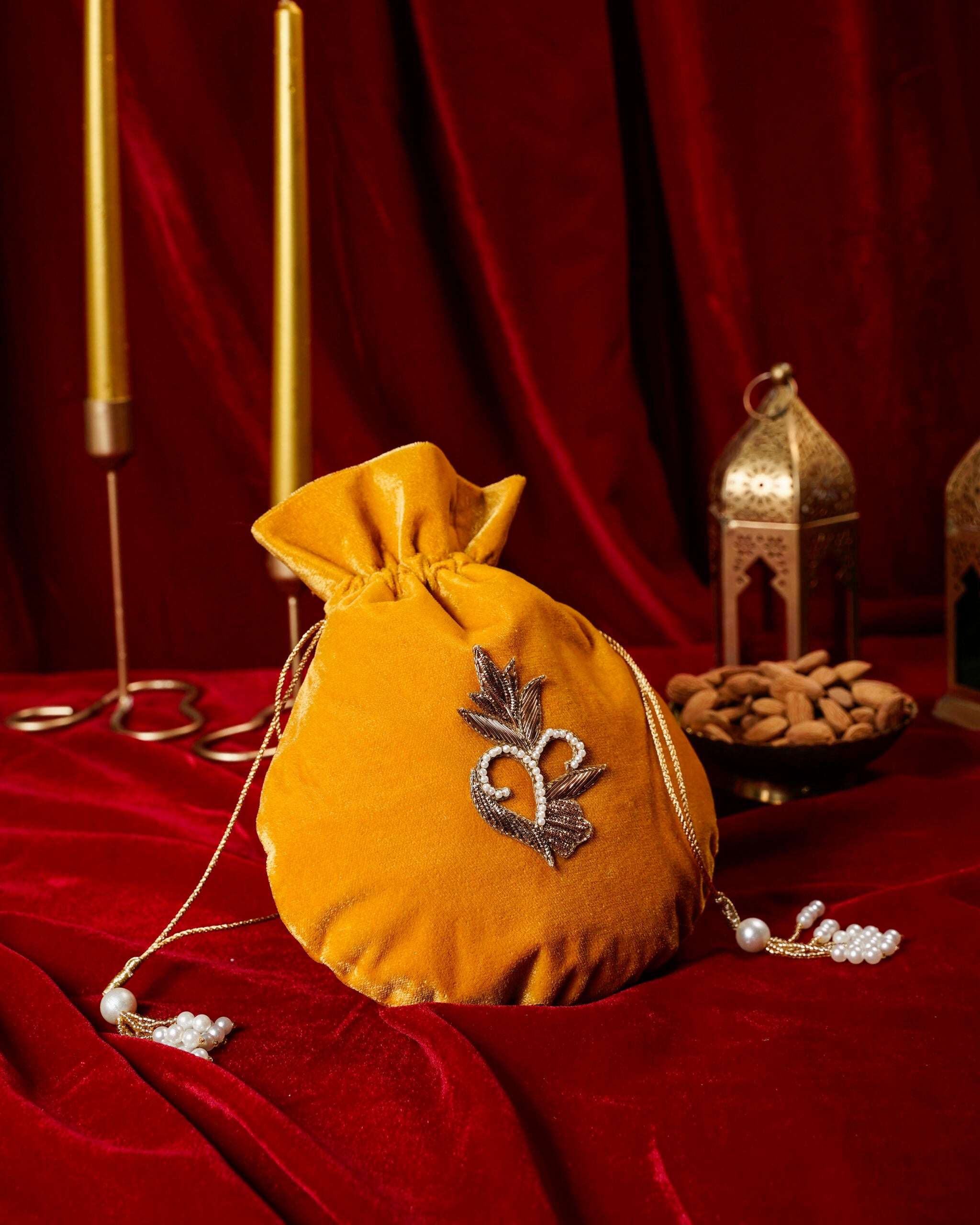 Basant Yellow Velvet Gift Set image 1