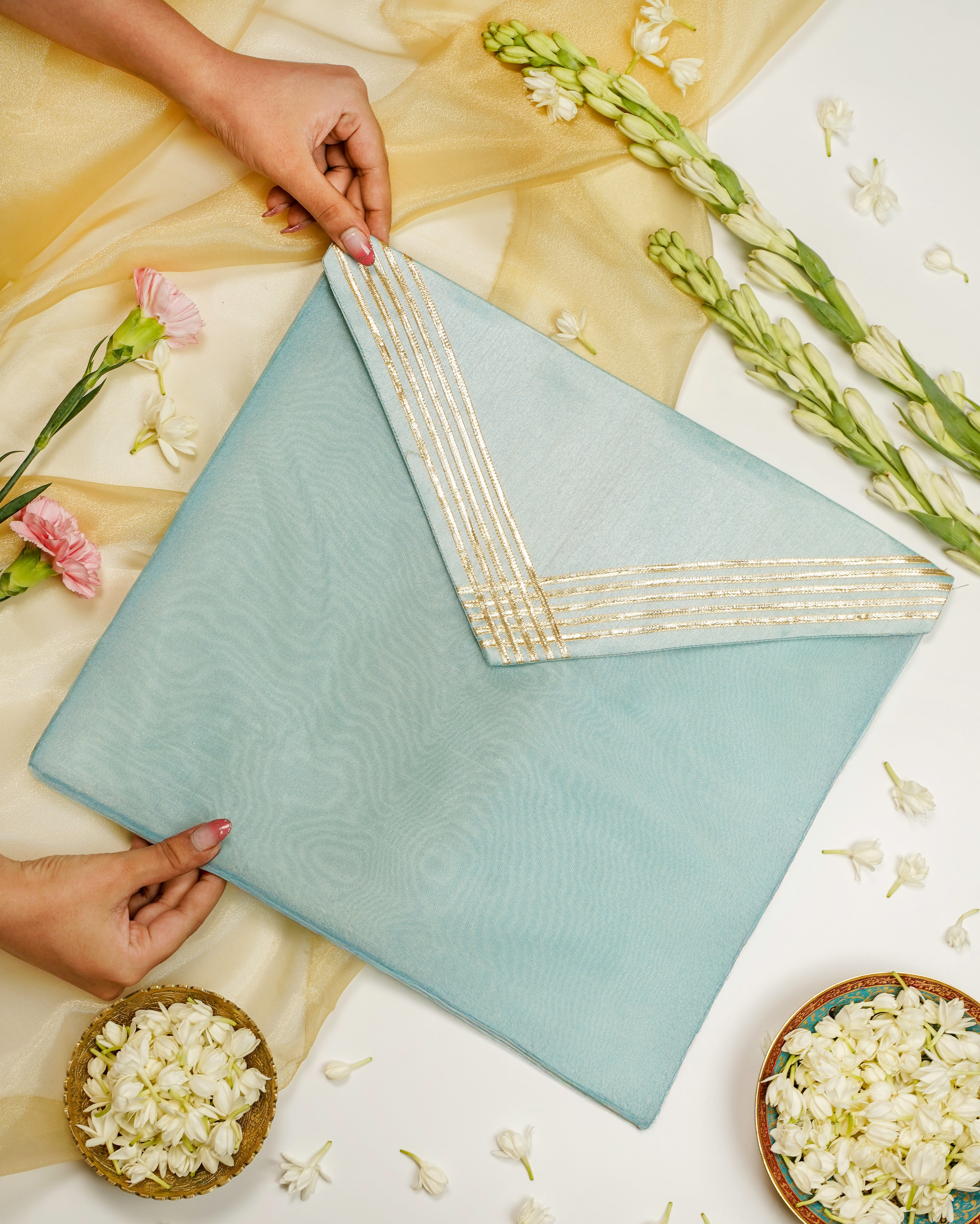 Seher Silk, Grid Gota work Trousseau Bag