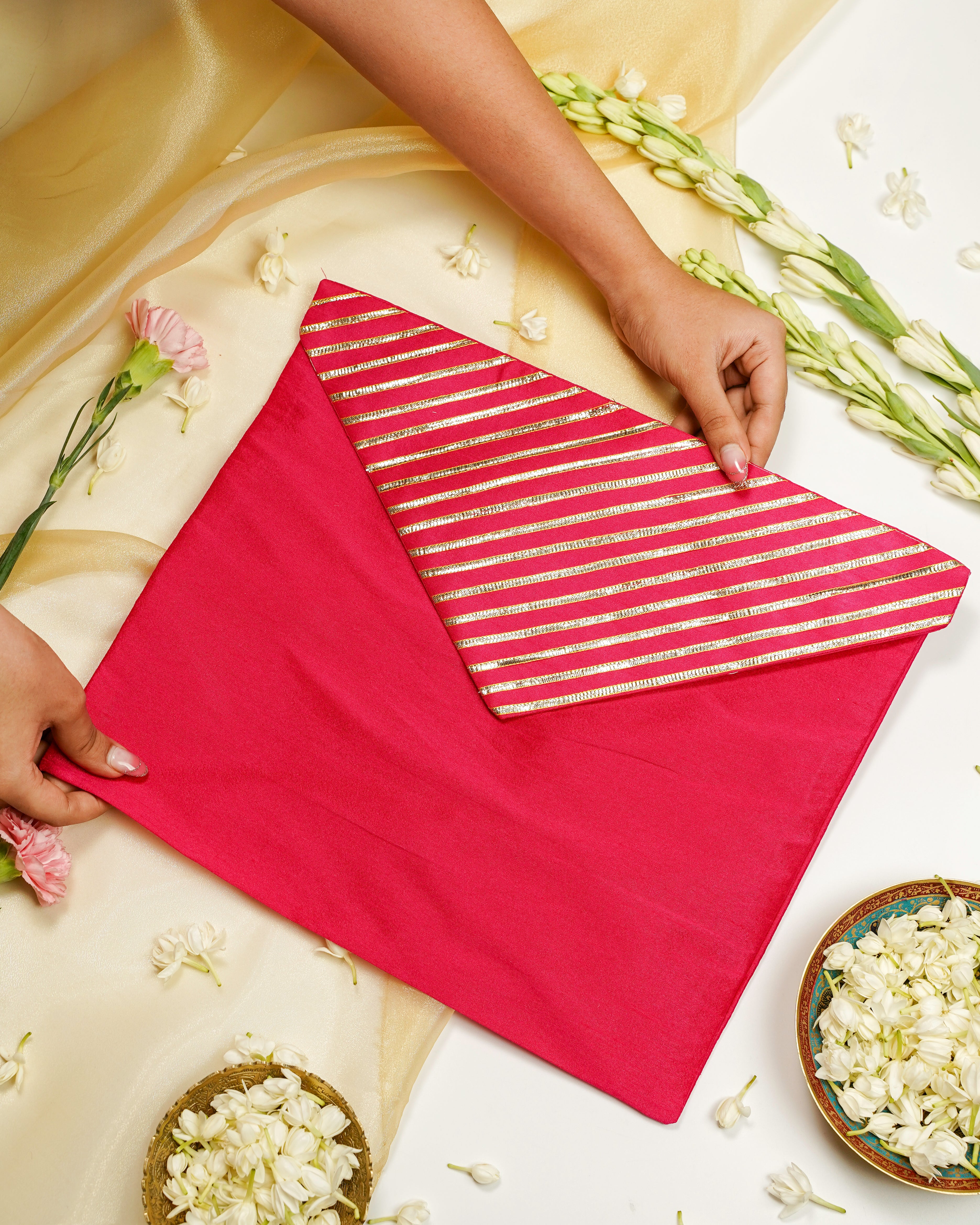 Gulzaar Silk, Full Gota work, Trousseau Bag