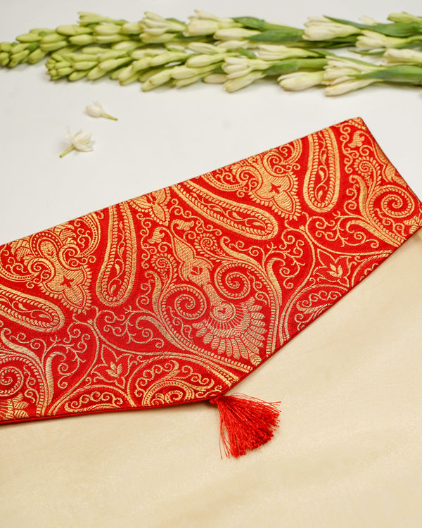 Sindoori Brocade Silk & Organza Trousseau Bag