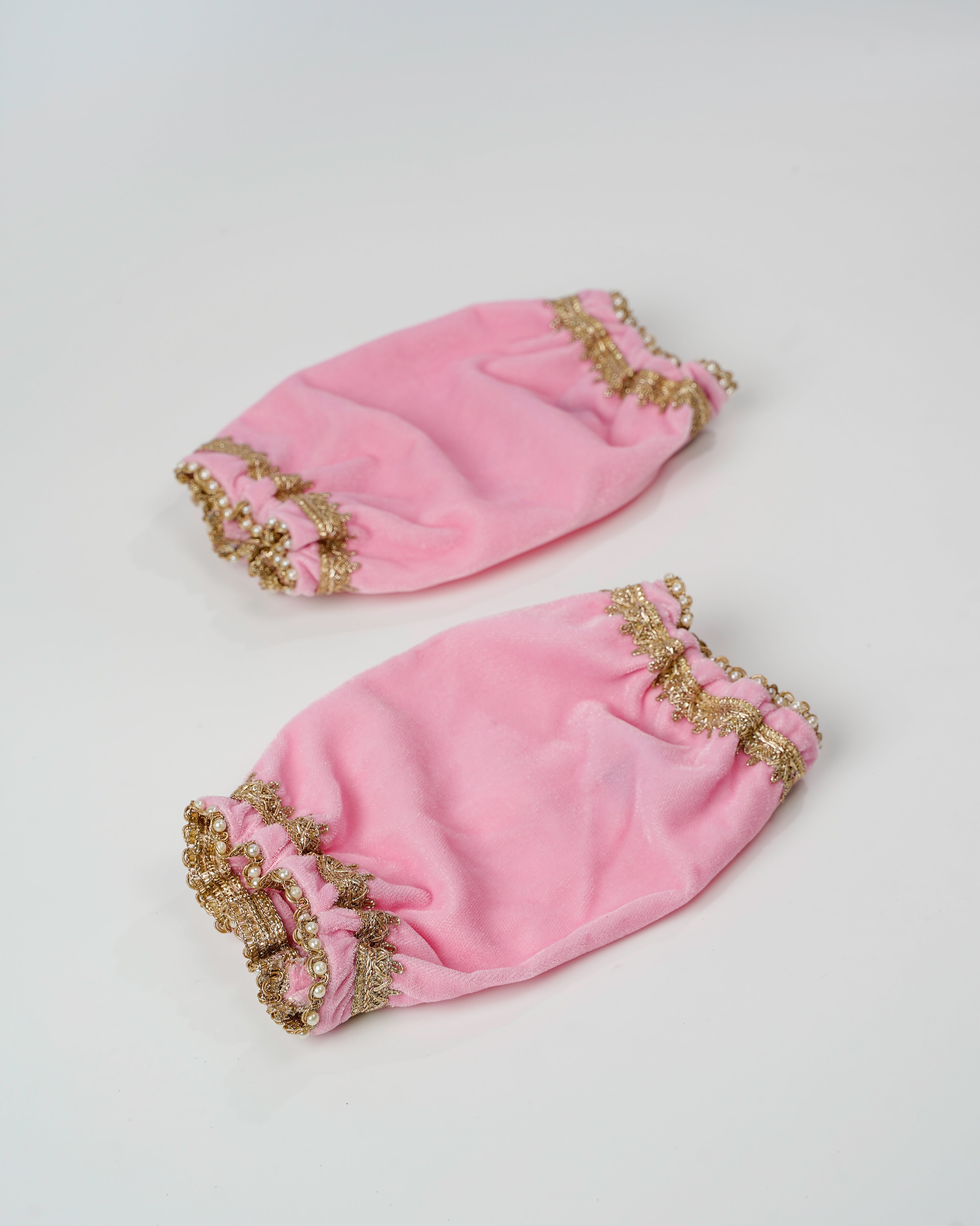 Pastel Pink Velvet Chura Cover (Pair of 2)