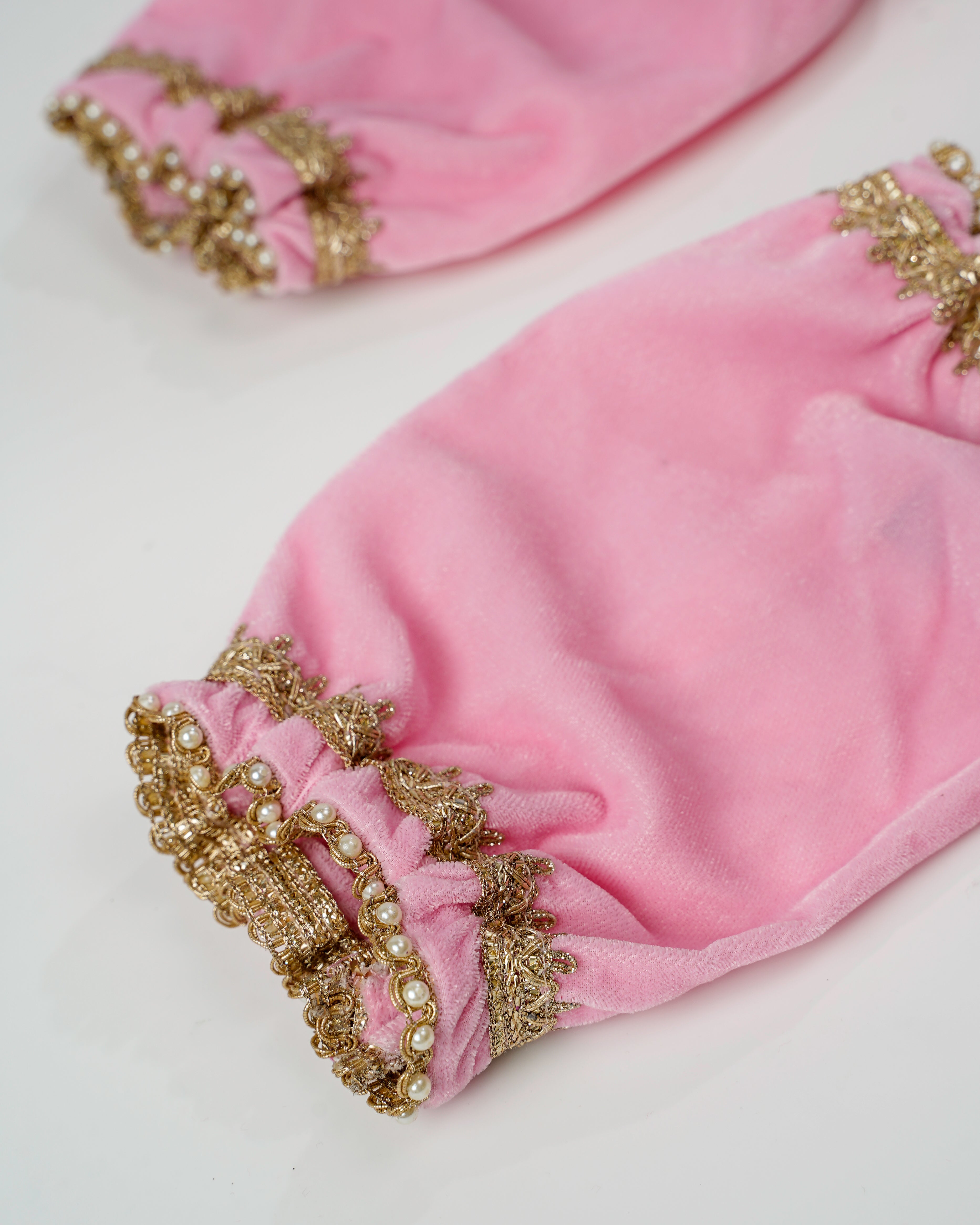 Pastel Pink Velvet Chura Cover (Pair of 2)