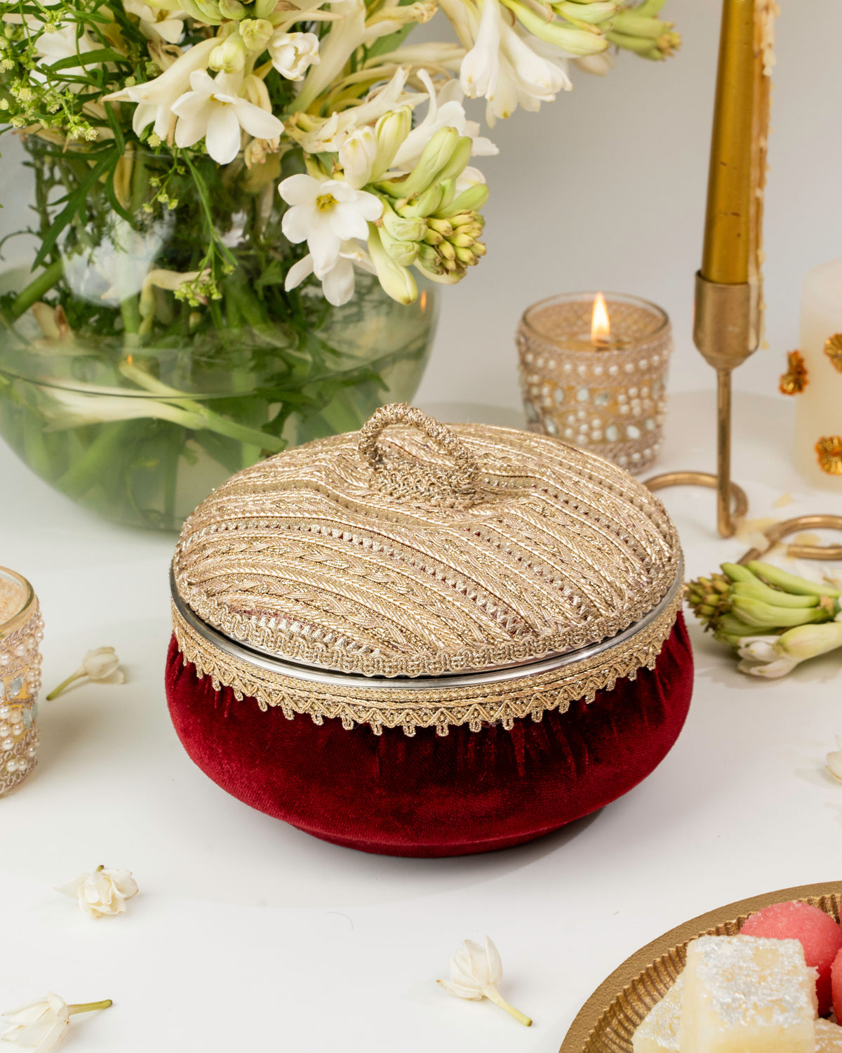 Zareen Maroon Large Ladoo Box