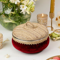 Zareen Maroon Large Ladoo Box - Image 1