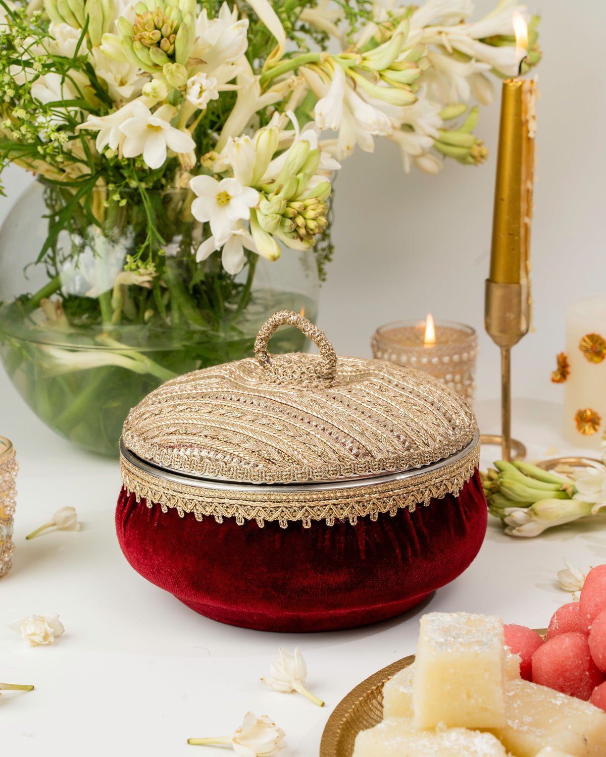 Zareen Maroon Large Ladoo Box