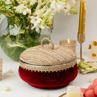 Zareen Maroon Large Ladoo Box - Image 2