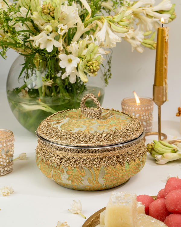 Mint Green Brocade Ladoo Box