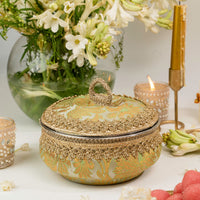 Mint Green Brocade Ladoo Box - Image 2