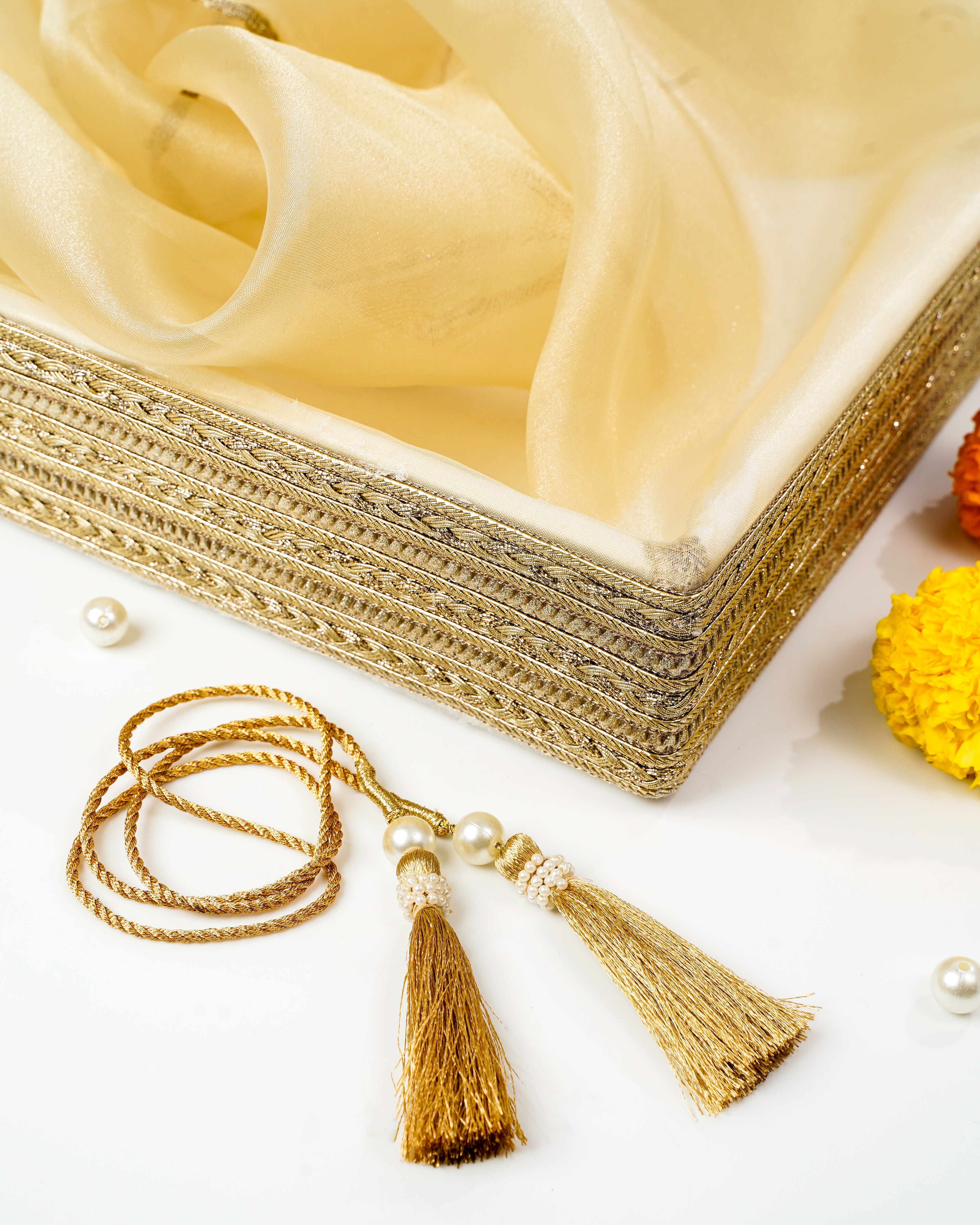 Ivory & Gold Tissue Basket