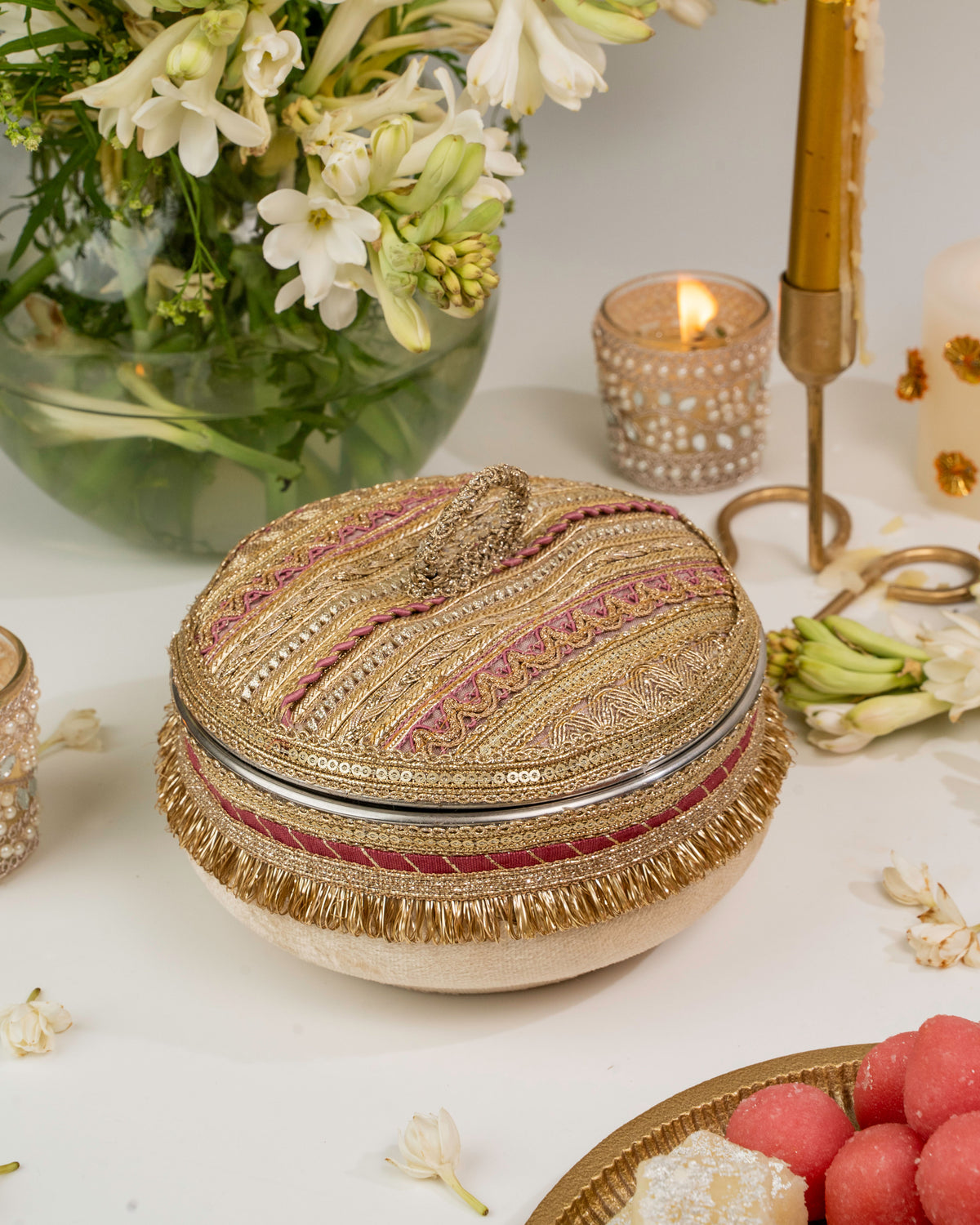 Zareen Pink Large Ladoo Box