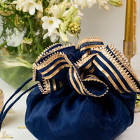 Navy Blue Gota Organza Potli - Image 2