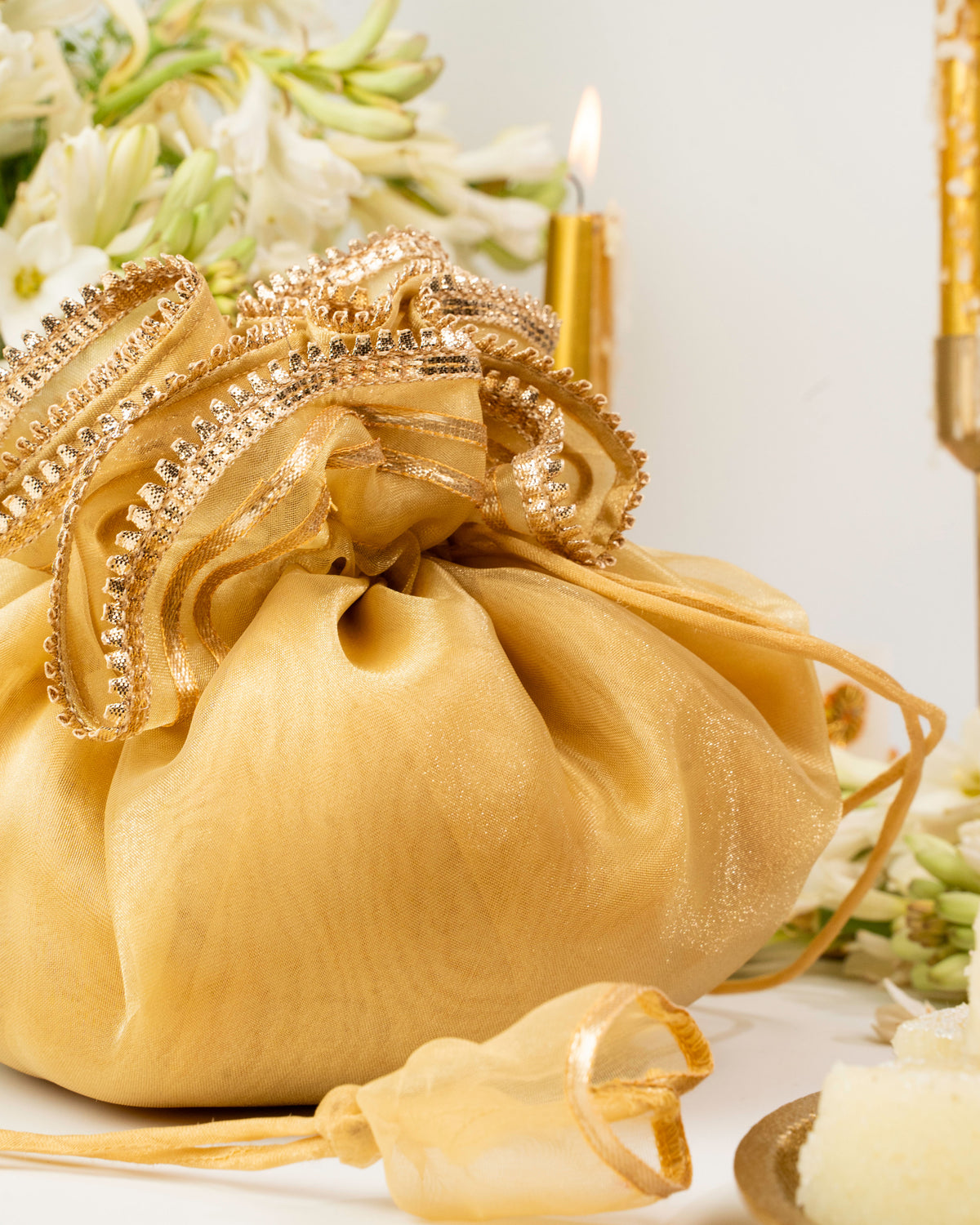 Gold Gota Organza Potli
