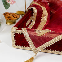 Maroon Velvet MDF Tray with Cover (Medium) - Image 2