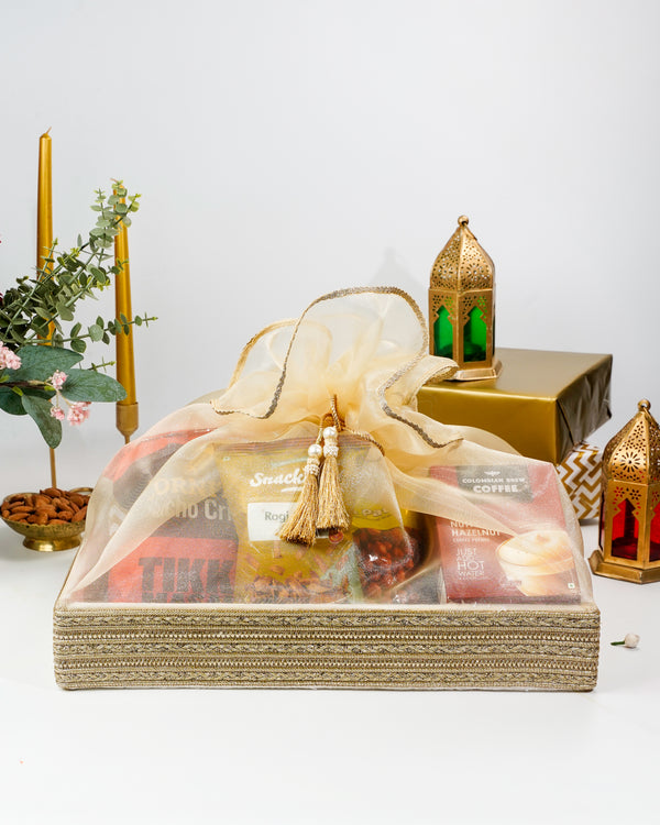 Ivory & Gold Tissue Basket