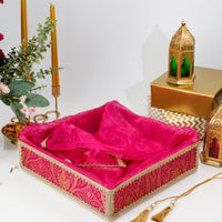 Raani Pink Brocade Tissue Basket - Image 2