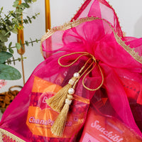 Raani Pink Brocade Tissue Basket - Image 3