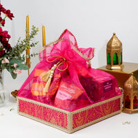 Raani Pink Brocade Tissue Basket - Image 1