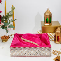 Raani Pink Mirror/Pearl Work Tissue Basket - Image 2
