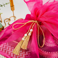 Raani Pink Mirror/Pearl Work Tissue Basket - Image 3