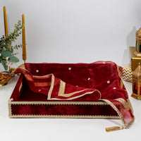 Maroon Velvet MDF Tray with Cover (Large) - Image 1