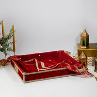 Red Velvet Tray with Cover (Large) - Image 1