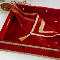 Red Velvet Tray with Cover (Large) - Image 3