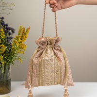 Naaz Pastel Pink & Ivory Potli Bag - Image 1
