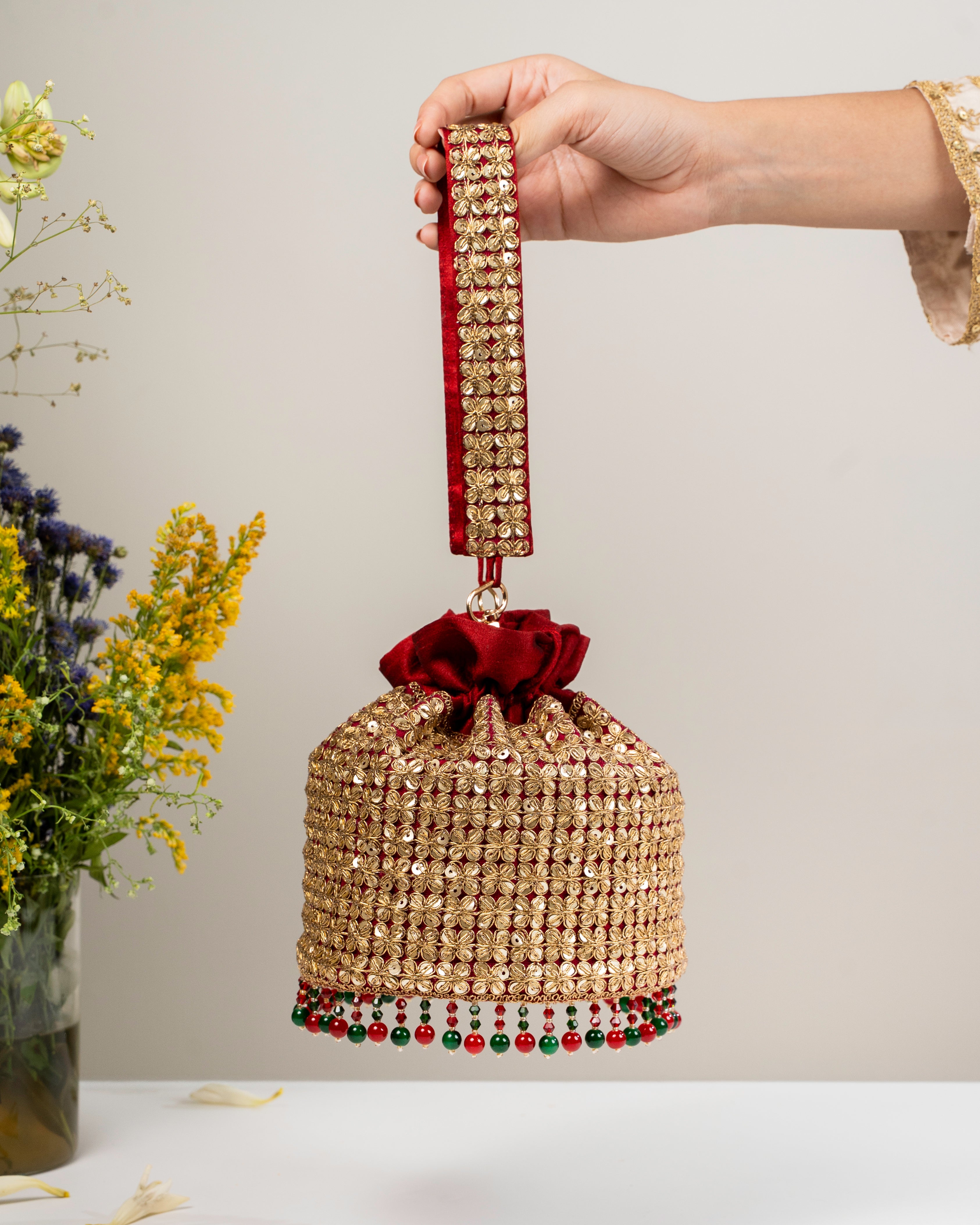 Roop Maroon Potli Bag