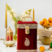 Maroon Velvet Bhaaji Box - Image 1