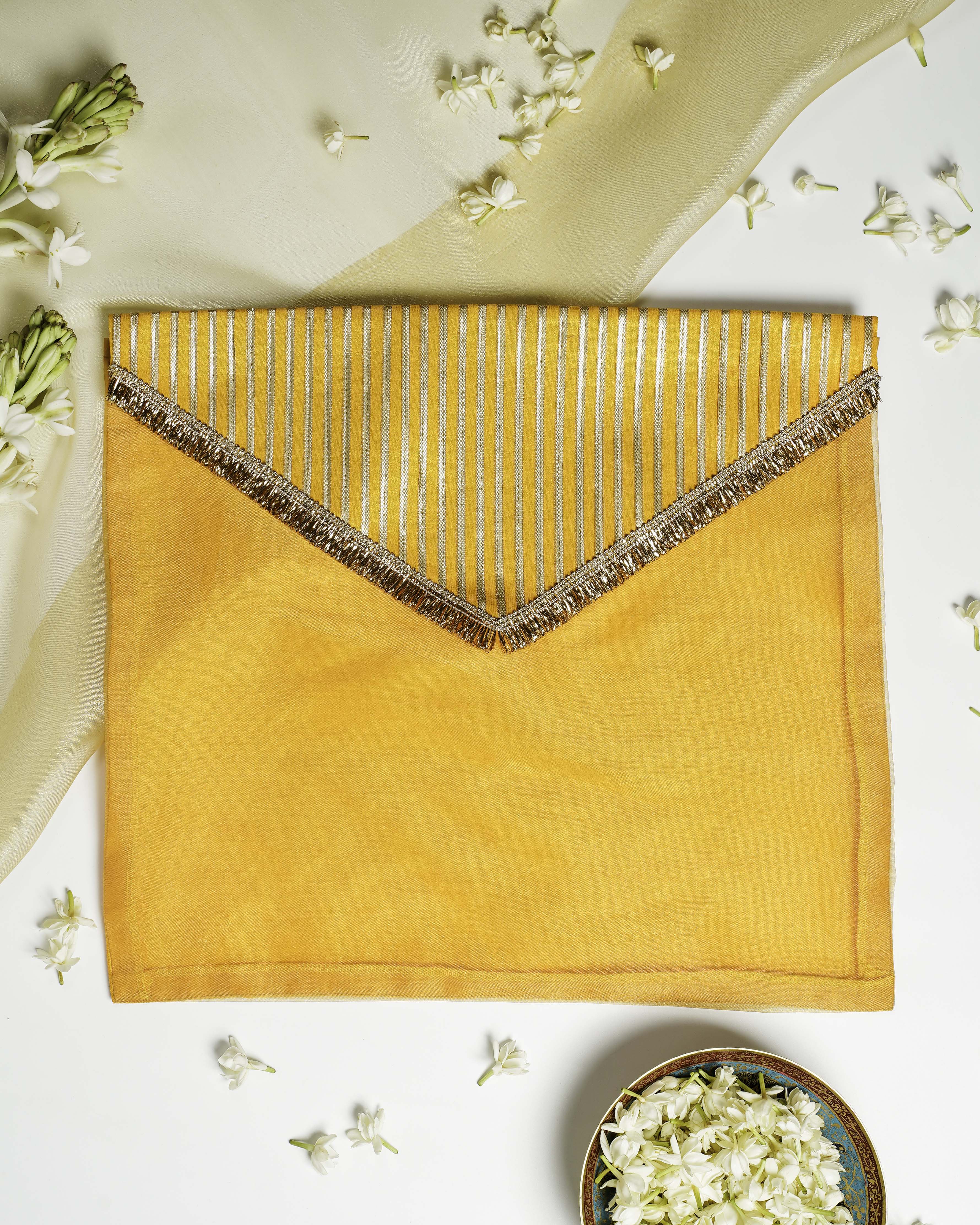 Yellow Gota Work with Gold Trims Trousseau bag