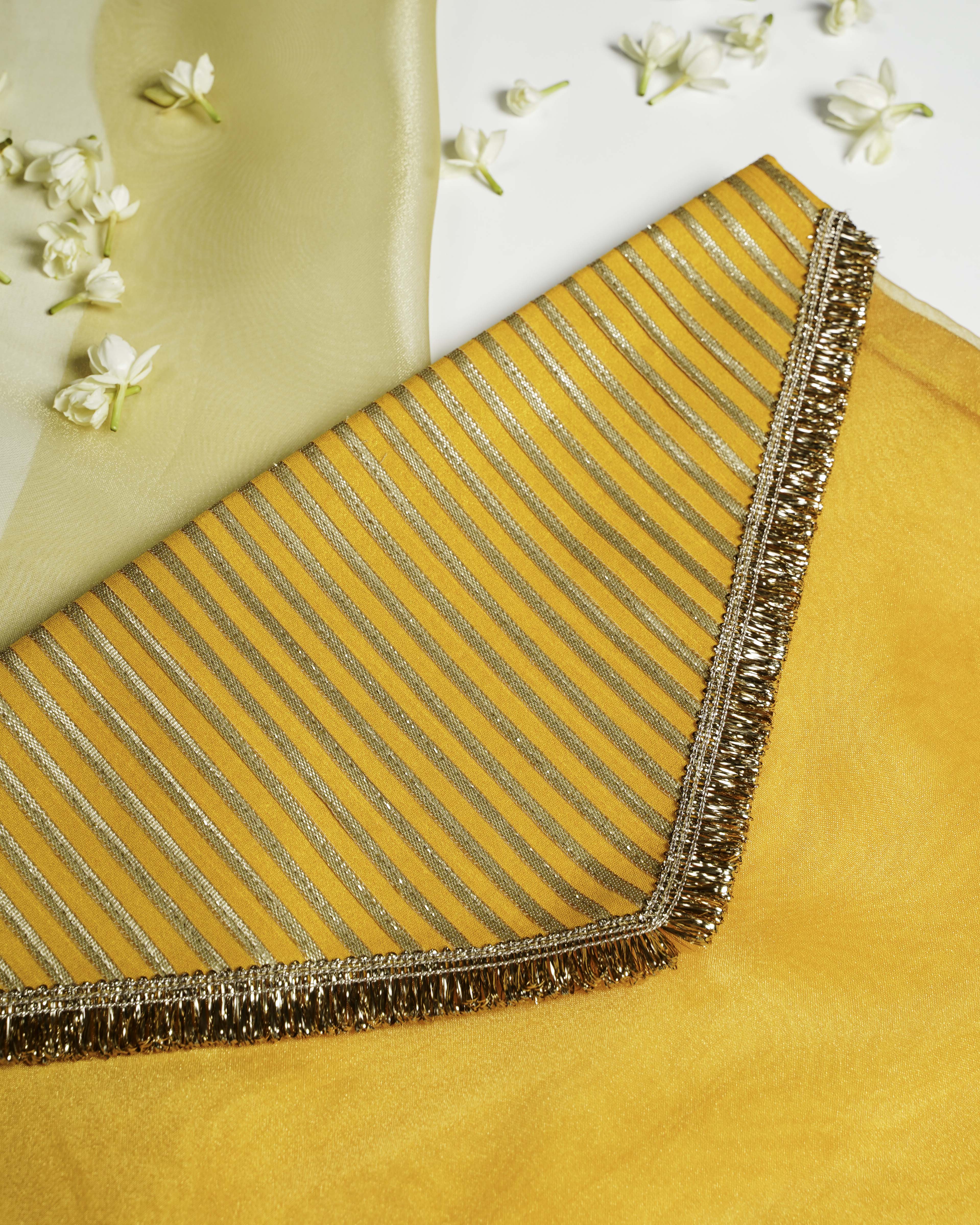 Yellow Gota Work with Gold Trims Trousseau bag