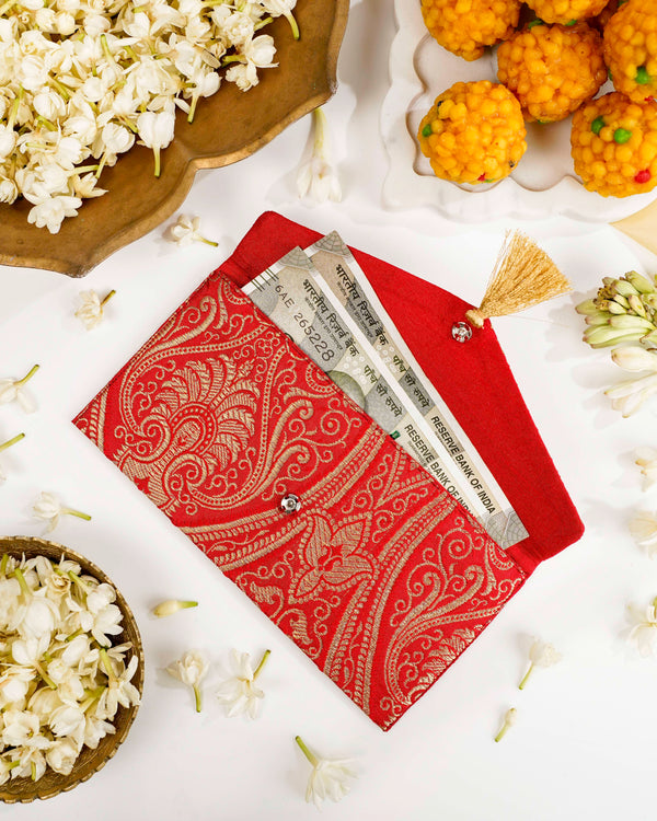Sindoori Brocade Shagun Envelope