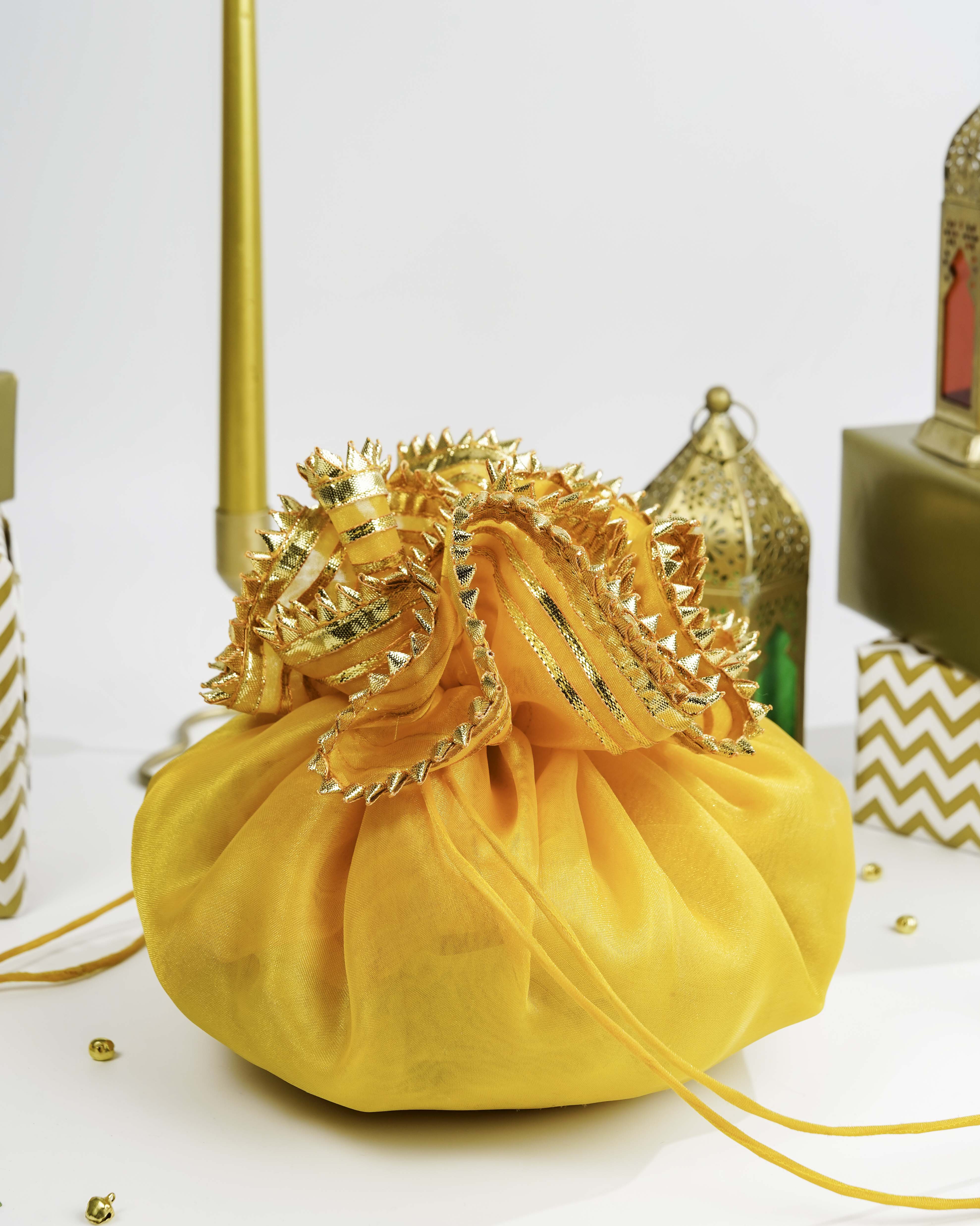Yellow Organza & Gota Potli