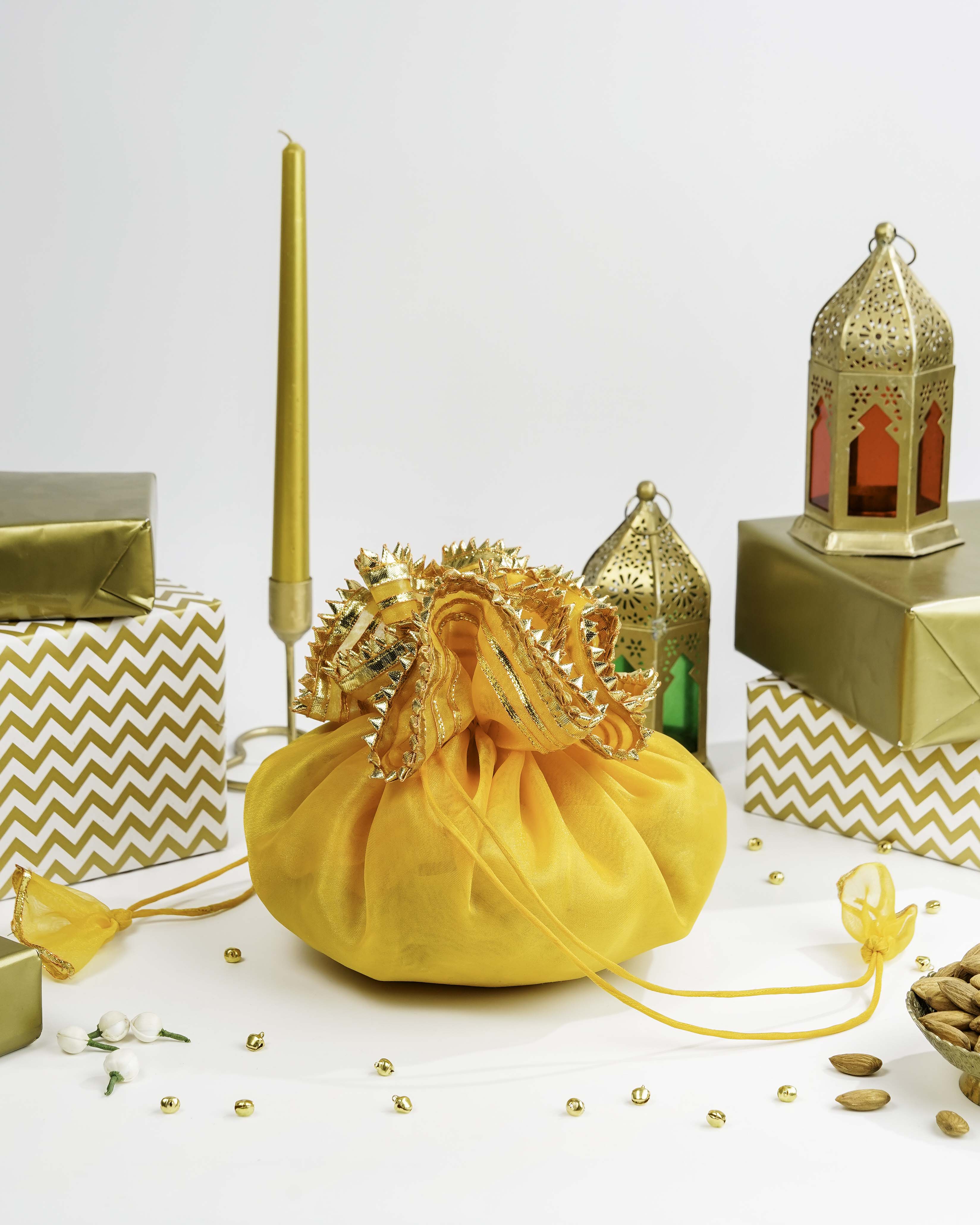 Yellow Organza & Gota Potli