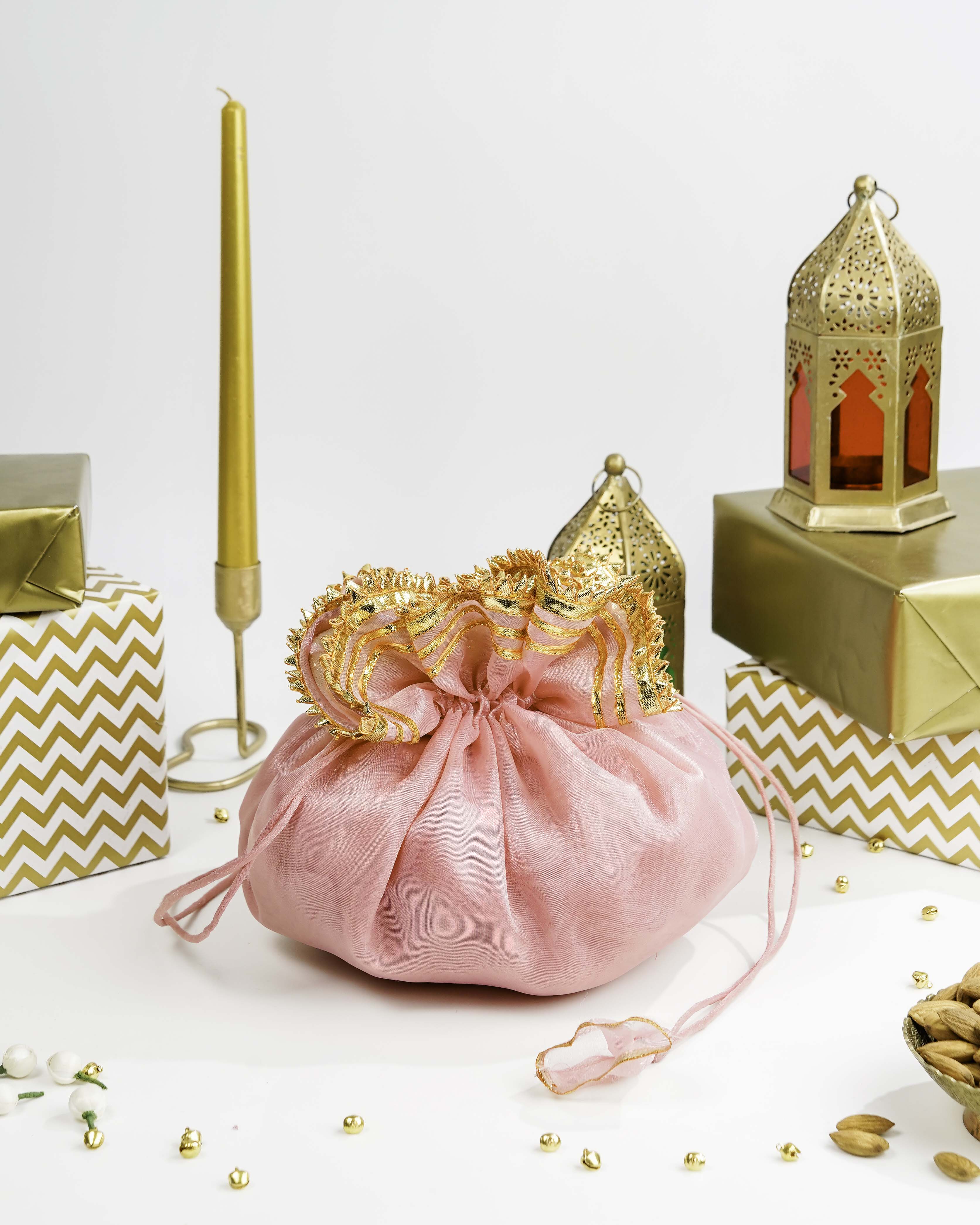 Pastel Pink Organza & Gota Potli