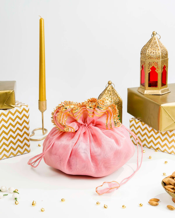 Pastel Pink Organza & Gota Potli