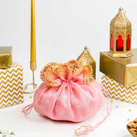 Pastel Pink Organza & Gota Potli - Image 1