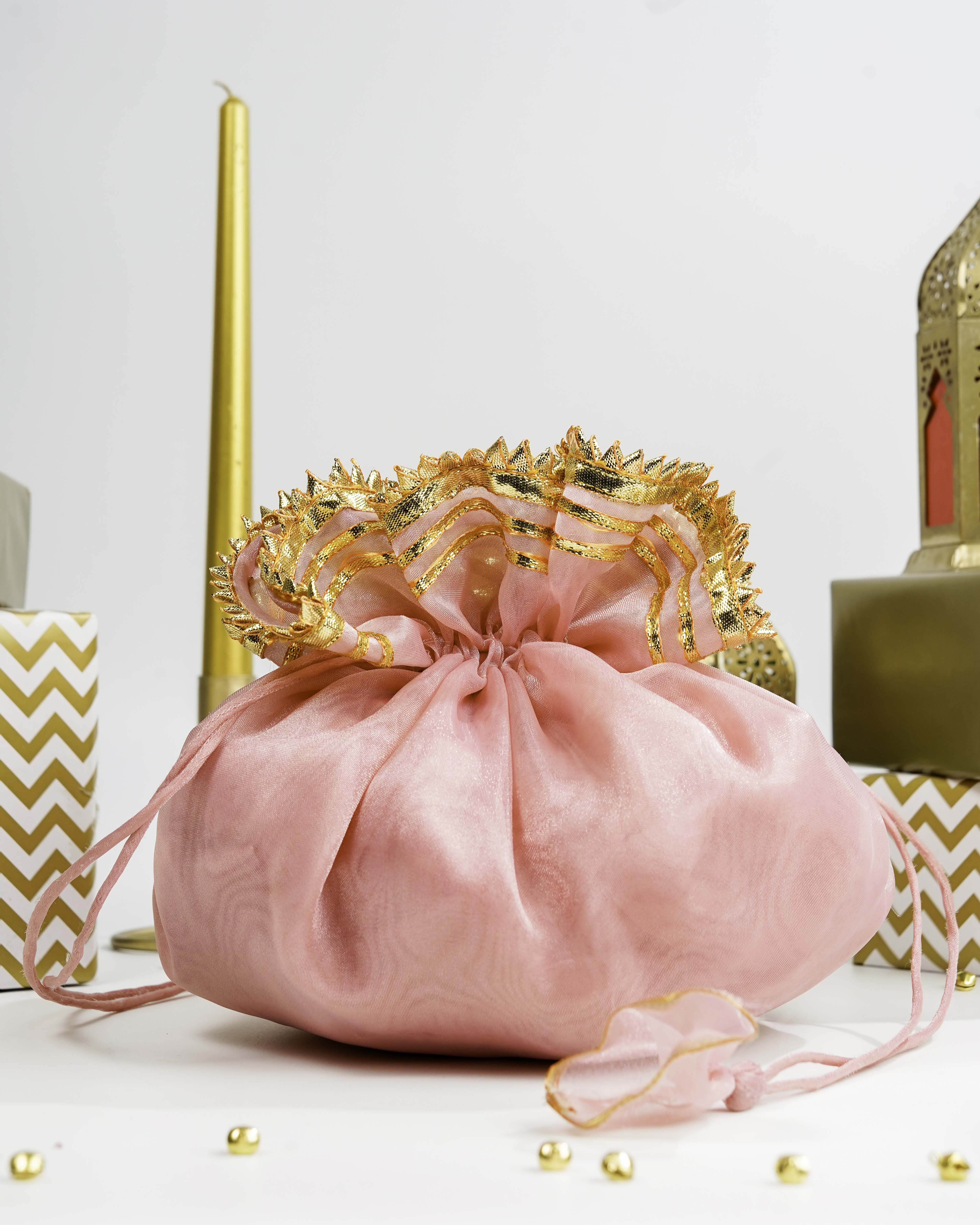 Pastel Pink Organza & Gota Potli