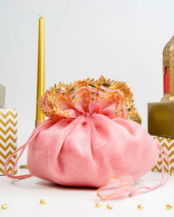Pastel Pink Organza & Gota Potli