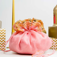 Pastel Pink Organza & Gota Potli - Image 2