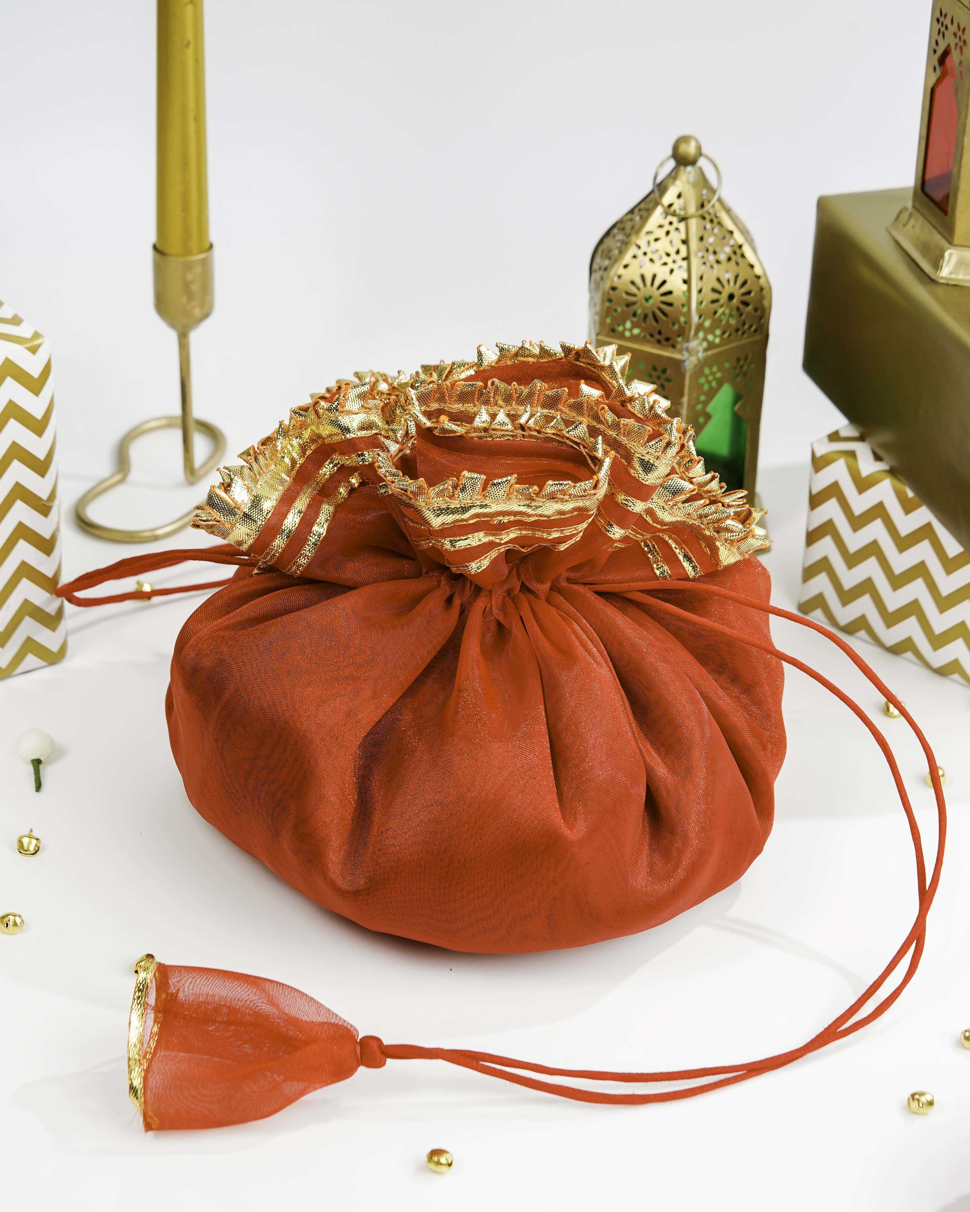 Red Organza & Gota Potli
