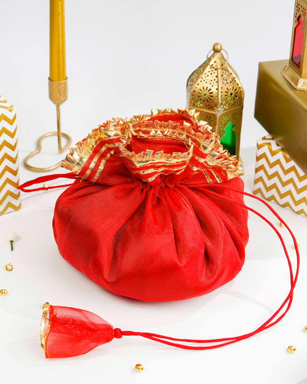 Red Organza & Gota Potli