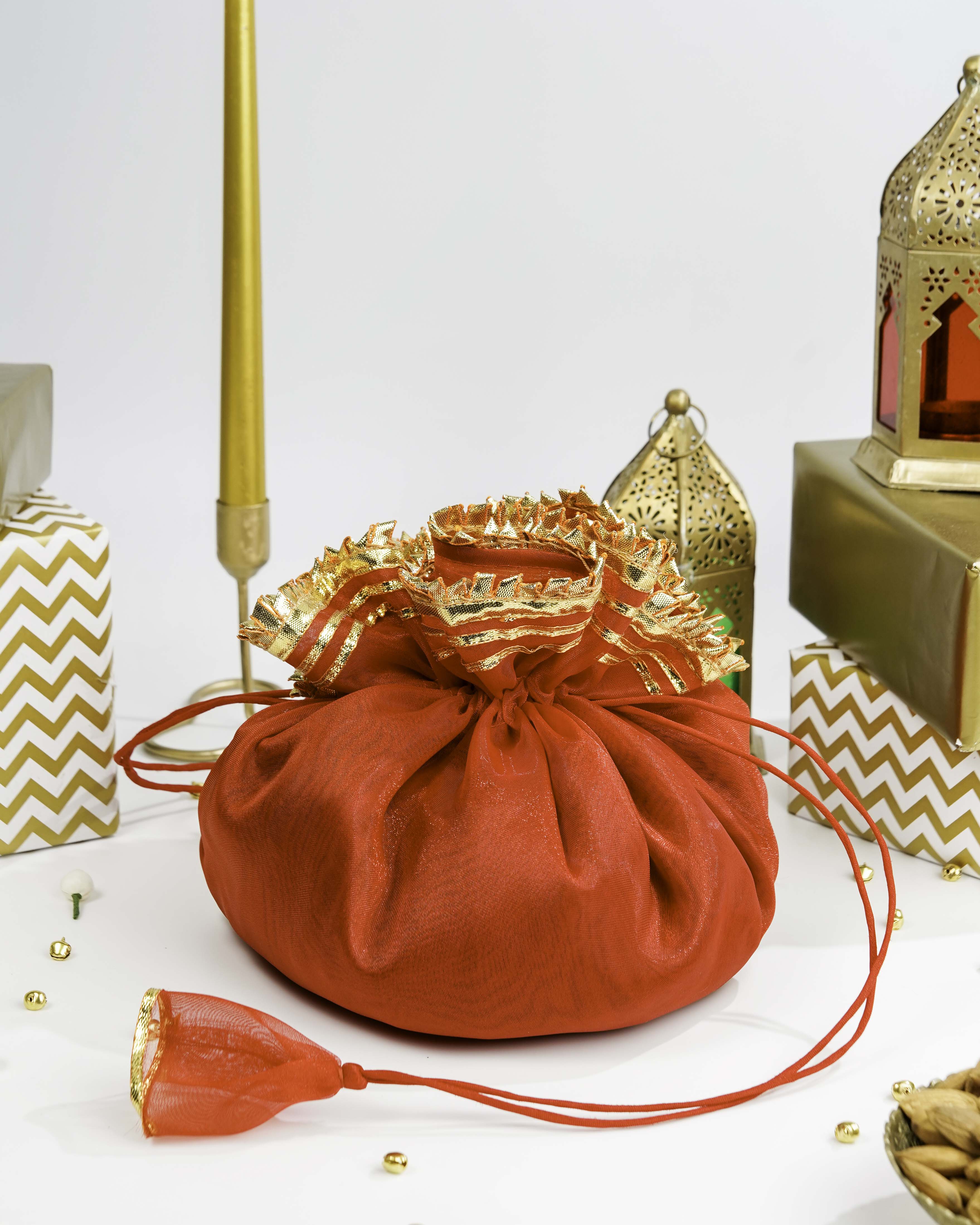 Red Organza & Gota Potli
